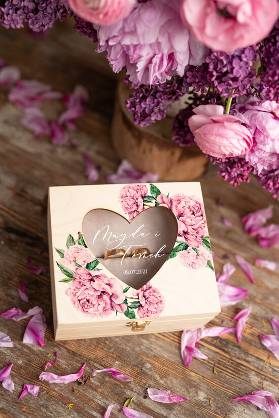 Pudełka Szkatułki na Obrączki szkatułki personalizowana szkatułka na obrączki ślubne pudełko z kwiatami 08/pudkwiak/szk