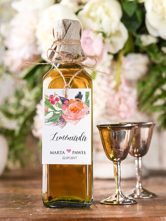 Zawieszki na butelki boho/etno/pióra etykiety na wódkę weselną, boho smieszne teksty 22/bhSZ/zw