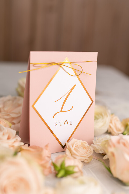 Numery na stół Glamour usadzenie gości numery na stół weselny, złoto klasyczna elegancja w stylu glamour 2/golds/nrS