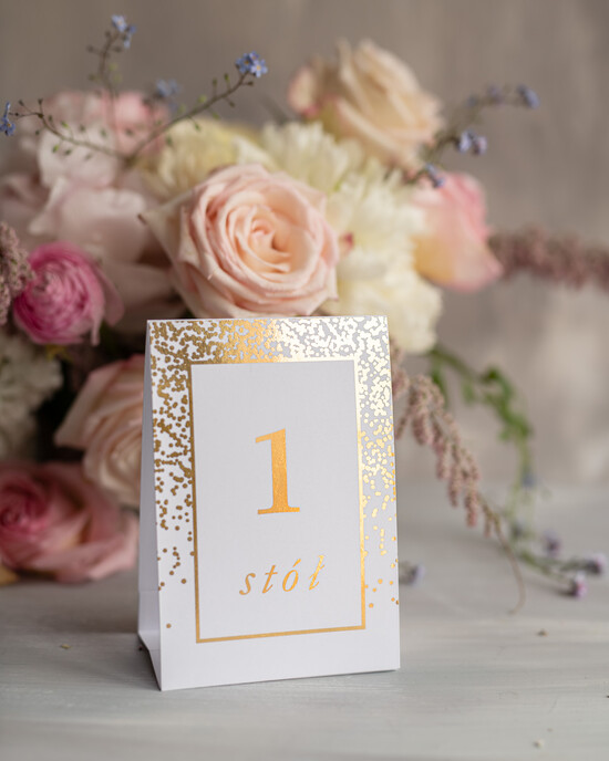 Numery na stół Glamour numery na stoły weselne, złote złocone eleganckie i klasyczne 12/Glz3/nrS
