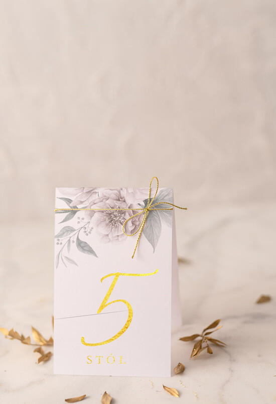 Numery na stół Glamour numery na stół gości weselnych, złoto klasyczna elegancja w stylu glamour 04/CBL/nrS
