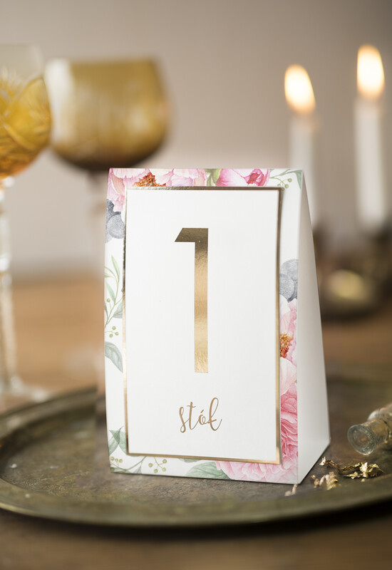 Numery na stół Glamour numerek na stół weselny, styl glamour zlocone i błyszczące 12/GNO/nrS