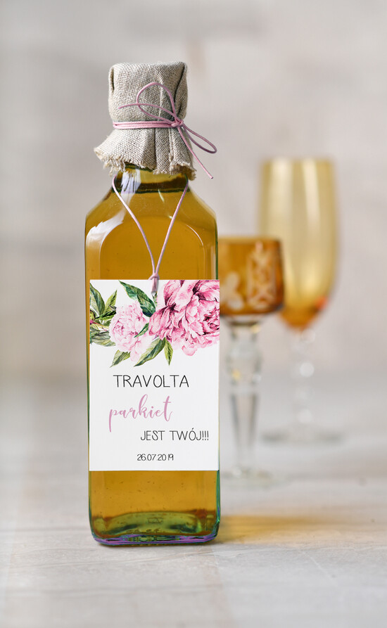 Zawieszki na butelki botaniczne podróżnicze  etykieta na wódkę weselną, botaniczne z duzo tekstow 03/botKAL/zw