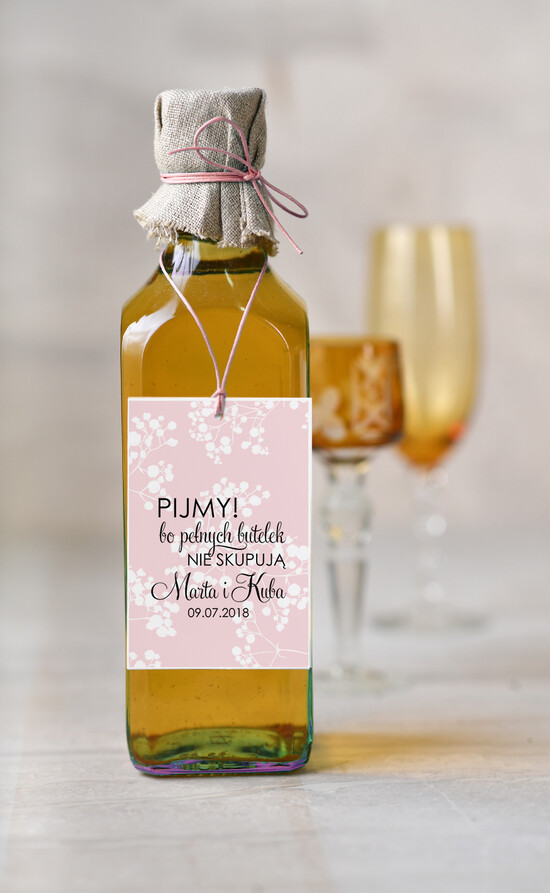 Zawieszki na butelki botaniczne podróżnicze  zawieszki na alkohole weselne, botaniczne z waszą treścią 04/kolb/zw