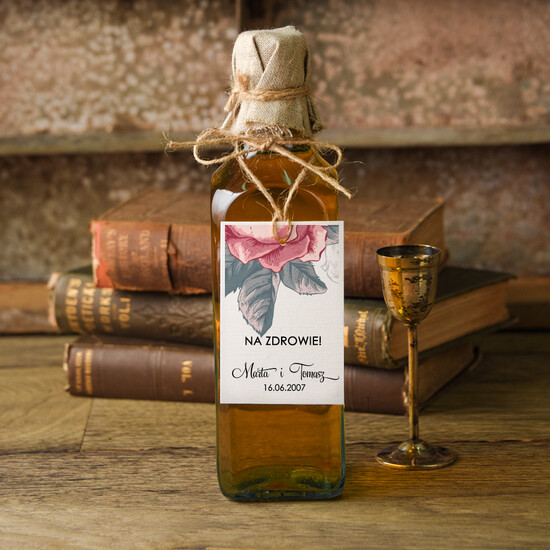 Zawieszki na butelki botaniczne podróżnicze  zawieszki na alkohol weselny, botaniczne z duzo tekstow 26/bot/zw