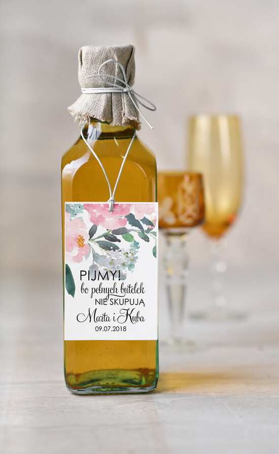 Zawieszki na butelki botaniczne podróżnicze  etykiety na wódkę weselną, botaniczne dowolne teksty 27/kolb/zw