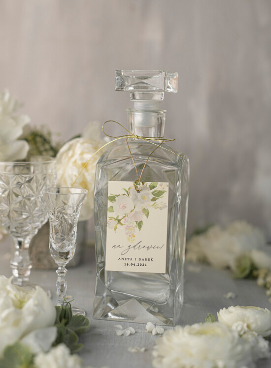 Zawieszki na butelki botaniczne podróżnicze  ślubne zawieszki na alkohole, botaniczne z waszą treścią 1/bklak/zw