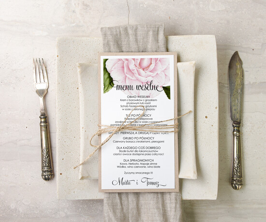 Menu botaniczne podróżnicze  menu ślubne z planem posiłków, botaniczne z dowolną treścia 01/bot/m