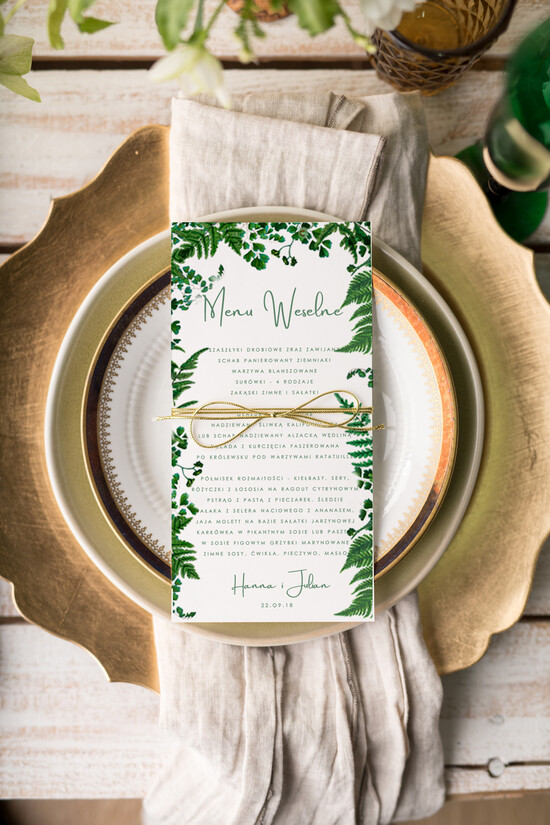 Menu botaniczne podróżnicze menu weselne plan podawania posiłków na weselu, botaniczne z waszą treścią 03/VbotF/m