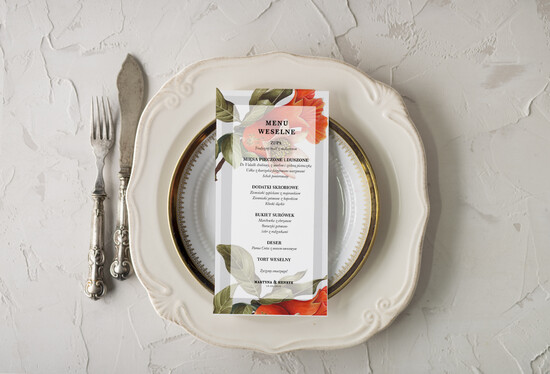 Menu botaniczne podróżnicze menu weselne na stoły plan podawania posiłków, botaniczne z waszą treścią 04/Vbot/m