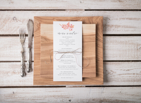 Menu botaniczne podróżnicze  weselne menu karta dań weselnych, vintage wasz tekst 05/Abot/m