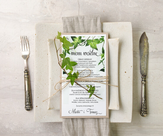 Menu botaniczne podróżnicze menu weselne plan podawania posiłków na weselu, botaniczne z dowolną treścia 13/bot/m