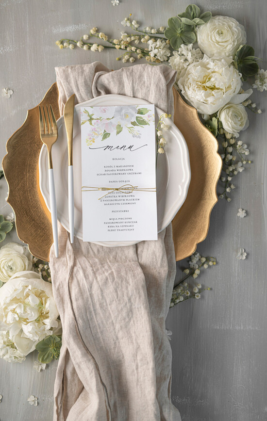 Menu botaniczne podróżnicze  menu weselne karta dań weselnych, botaniczne z waszą treścią 1/bklak/m