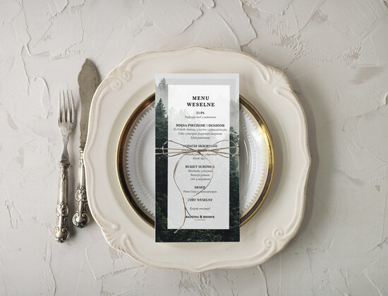 Menu botaniczne podróżnicze  menu weselne na stoły karta dań weselnych, botaniczne z waszą treścią 09/Abot/m