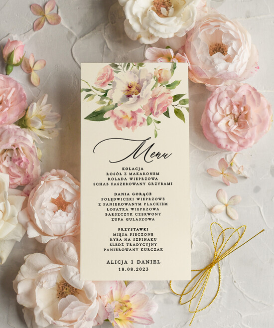 Menu botaniczne podróżnicze Menu weselne, delikatne i proste menu ślubne, plan podawania posiłków na weselu, karta dań weselnych 02/botecru/m