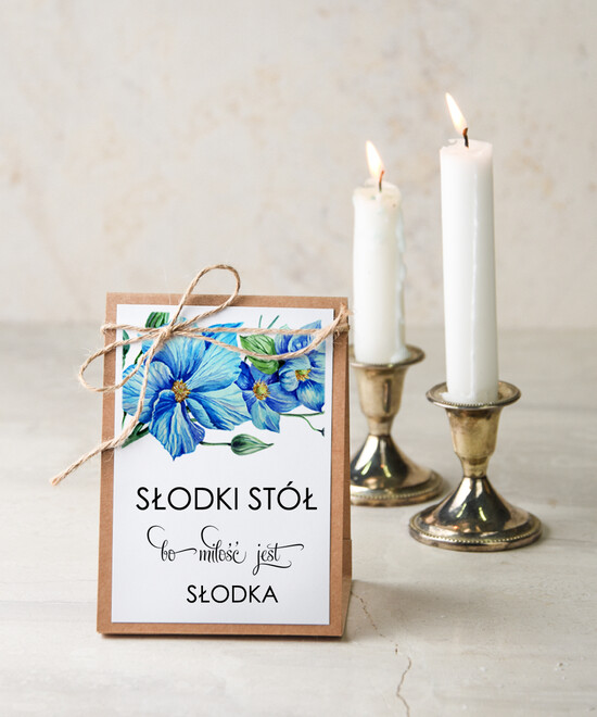 Numery na stół akwarele stojak z numerekiem na stół weselny delikatne akwarele malowane kwiaty boho 63/akwECO/nrS