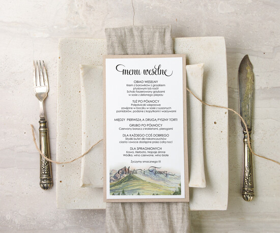 Menu akwarele ślubne menu z planem podawania dań wesenych, malowane akwarele wasza tresc 31/akwECO/m