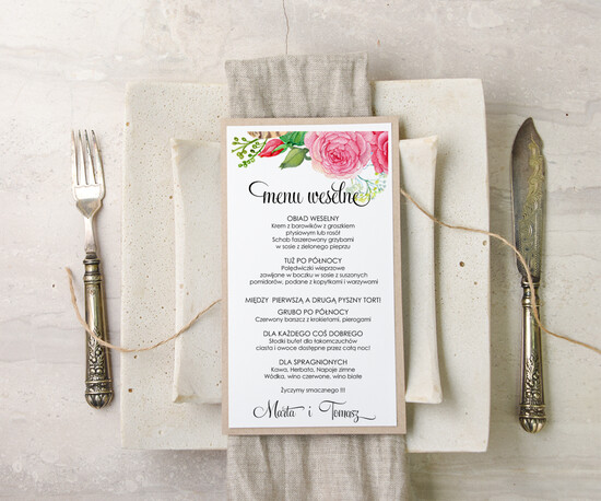 Menu akwarele karta dań weselnych menu weselne plan podawania posiłków eleganckie z wasza treścia 54/akwECO/m