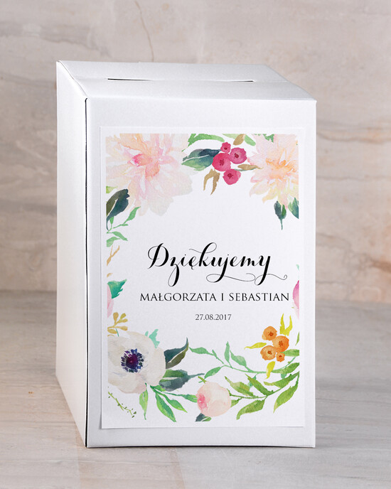 Pudełko na koperty BOHO Skrzynka pudełko na koperty ślubne idealna na boho wesele wasze imiona i data 04/bhSZ/kopr
