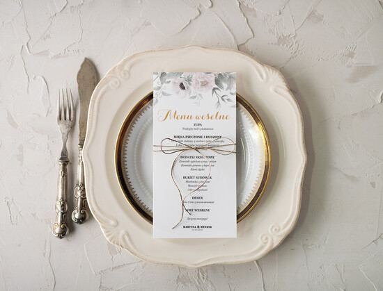 Menu rustykalne menu weselne na stoły karta dań weselnych, rustykalne ekologiczne wasza tresc 4/CB/m
