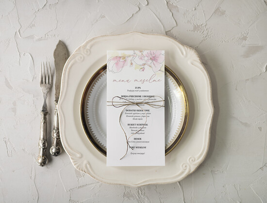 Menu rustykalne menu weselne na stoły plan podawania posiłków, rustykalne dowolna treść 01/vintros/m