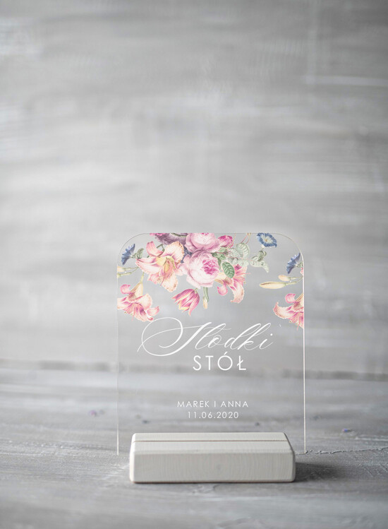 Numery na stół Akryl tabliczka z numerem stołu weselnego, litery złote lustro 4/akrylUVd/nrS