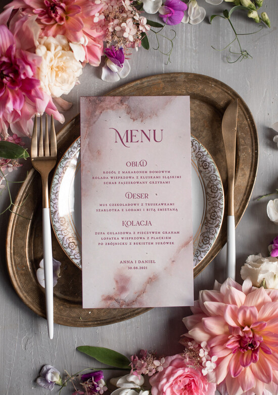 Menu special line karta dań weselnych menu weselne plan podawania posiłków, z waszą treścia 01/markiesz/m