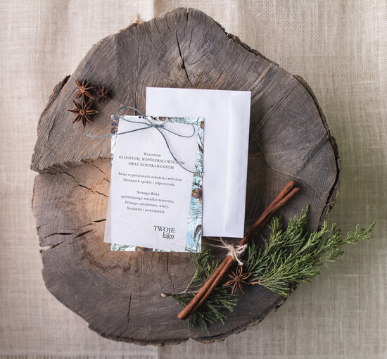 Kartki świąteczne z logo firmy retro kartki swiateczne z logo twojej firmy, retro ze sznurkiem i wstążką 05/kal/ksw