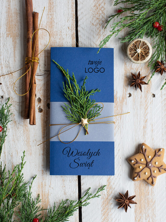Kartki świąteczne z logo firmy natural kartki swiateczne z logo twojej firmy, naturalne ze sznurkiem 04/rus/ksw