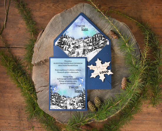 Kartki świąteczne z logo firmy z magnesem lub zawieszką na choinkę kartki swiateczne z logo firmy, bożonarodzeniowe kartki z drewnianą zawieszką i sznurkiem 16/mag/ksw