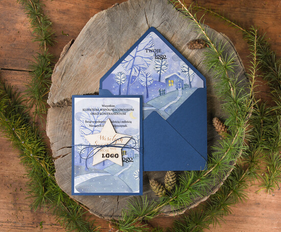 Kartki świąteczne z logo firmy z magnesem lub zawieszką na choinkę kartka swiateczna z twoim logo, bożonarodzeniowe kartki z drewnianą zawieszką i wstążką 18/mag/ksw
