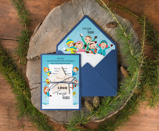 Kartki świąteczne z logo firmy z magnesem lub zawieszką na choinkę kartka świąteczna z twoim logo, kartka z ozdobą na choinkę 20/mag/ksw