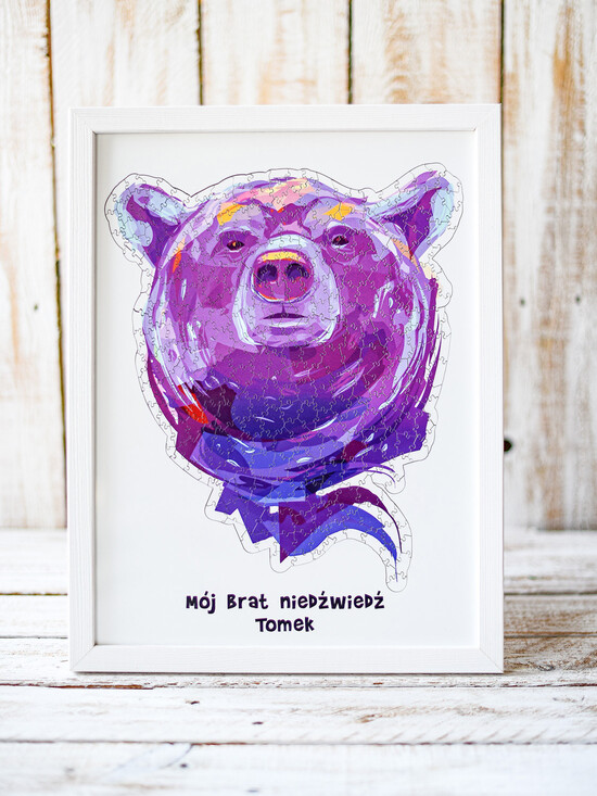 prezenty dla niego Puzzle, drewniane skrzynie, skarbonki prezenty świąteczne dla brata puzzle niedźwiedź    01/puzzle/PZL