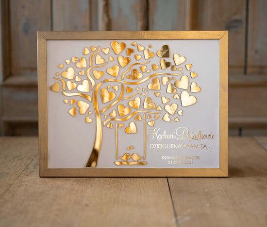 Prezenty dla Babci i Dziadka Zestawy Pezentowe Dla Dziadków   prezent dla dziadków ramka na życzenia  05/drzewko/RamaZŁ