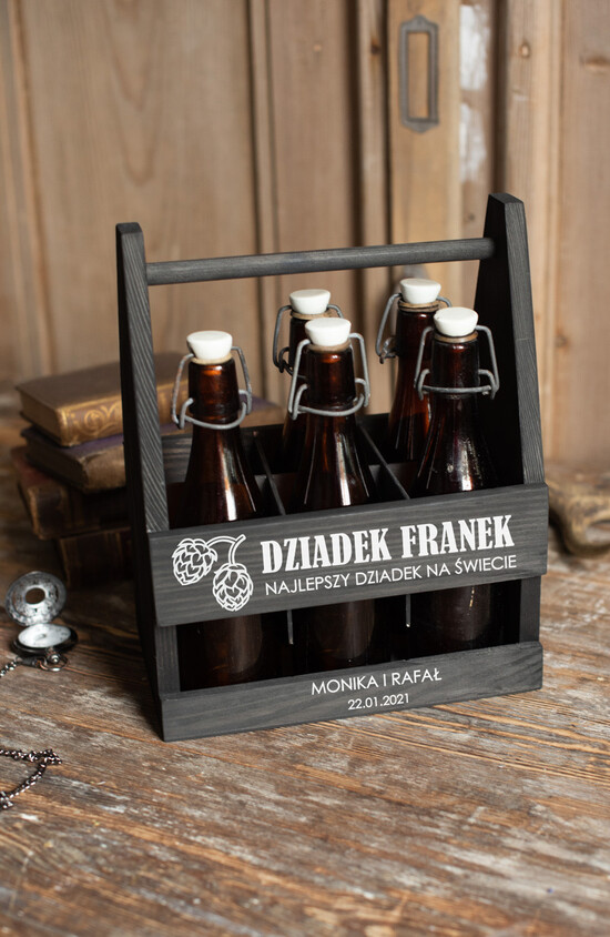 Prezenty dla Babci i Dziadka Prezenty dla Dziadka Prezent na dzień Dziadka grawerowane nosidelko do piwa  01/nosidelko/dziadek