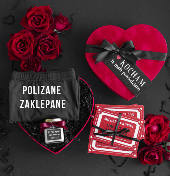 Walentynki prezent na Walentynki dla Niego Prezent z okazji Walentynek, Zestaw Prezentowy Walentynkowy dla męża, box Walentynkowy dla niego, pu 01/BoxHrt/WlPezOn