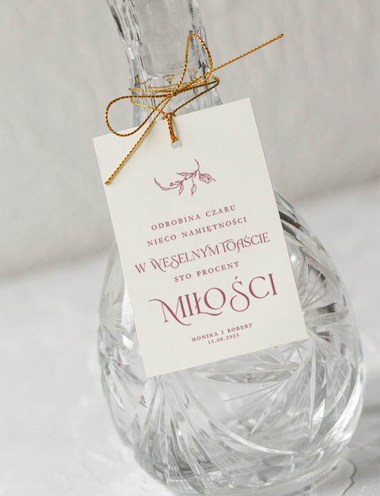 Zawieszki na butelki Minimalistyczne etykieta na wódkę weselną 01/min/zw