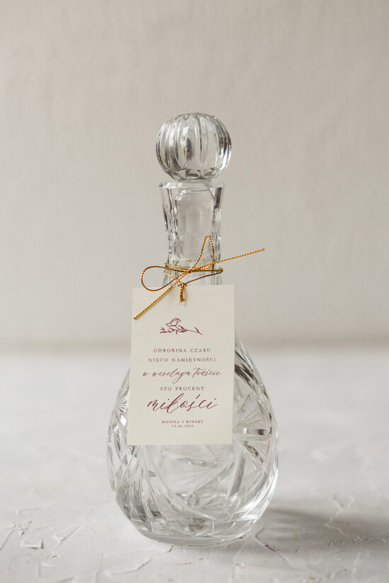Zawieszki na butelki Minimalistyczne etykieta na wódkę zawieszka na alkohol weselny 03/MinJedwab/zw