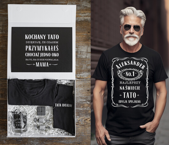 Prezenty dla Taty dzien ojca zestawy dla Taty pomysł na prezent dla Taty na urodziny, zestaw prezentowy na dzień Ojca, grawerowana szklanka, fajny 15/boxNowK/Tata