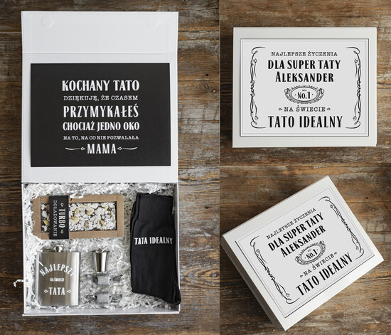 Prezenty dla Taty dzien ojca zestawy dla Taty pomysł na prezent dla Taty na urodziny, zestaw prezentowy na dzień Ojca, skarpetki z dedykacją dla T 06/boxNowSk/Tata