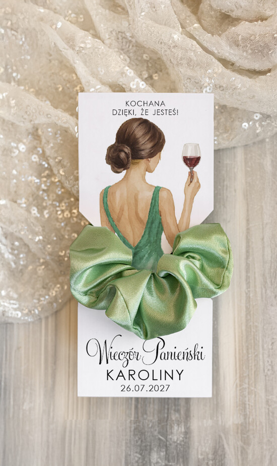 wieczór Panieński podziękowania za wieczór panieński gumka do włosów prezent na wieczór panieński, Scrunchies podziękowania za wieczór panieński, upomine 06/froSuknia/WP