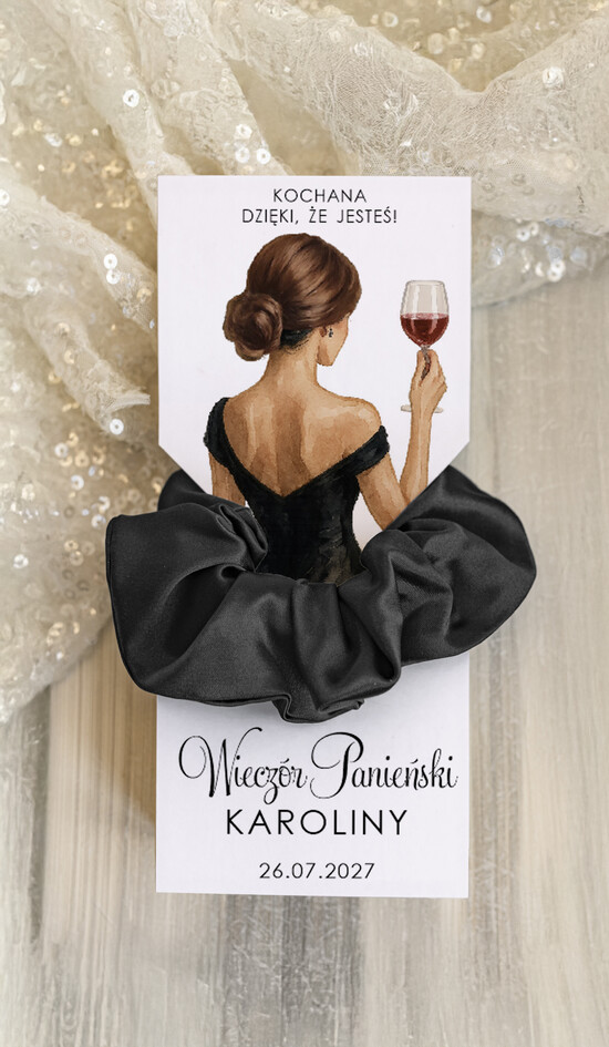 wieczór Panieński podziękowania za wieczór panieński gumka do włosów prezent na wieczór panieński, Scrunchies podziękowania za wieczór panieński, upomine 03/froSuknia/WP