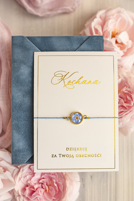 wieczór Panieński podziękowania za wieczór panieński podziękowanie za wieczór panieński- bransoletka z niezapominajką Bransoletki dla Twojego Team Bride 01/BrKrt/PWPb
