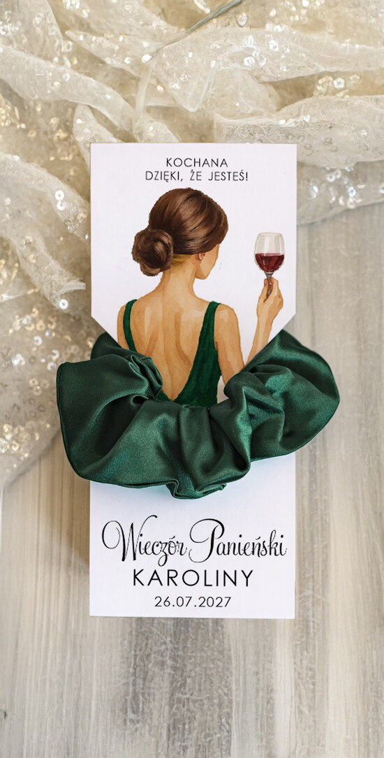 wieczór Panieński podziękowania za wieczór panieński gumka do włosów prezent na wieczór panieński, Scrunchies podziękowania za wieczór panieński, upomine 07/froSuknia/WP