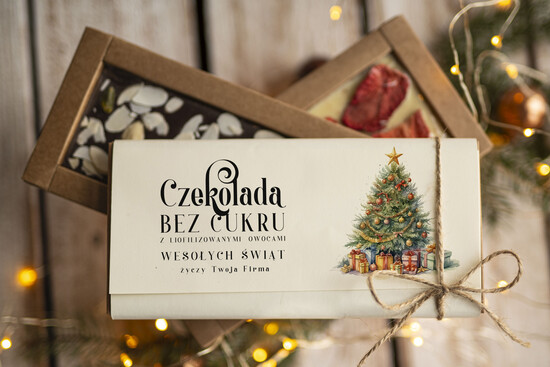 drobne prezenty dla firm CZEKOLADA/ pralinki/ bomboniery Drobne prezenty dla firm ręcznie robiona czekolada, Czekolada świąteczna bez cukru z logo, drobne up 03/MKJ/UCZEKOow
