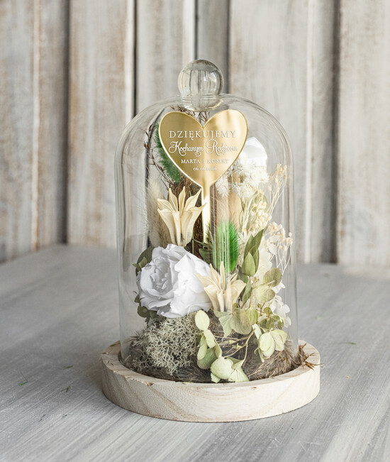 Prezenty, Podziękowania dla Rodziców Kompozycje Kwiatowe / Flowerboxy Personalizowane podziękowania dla Rodziców flowerbox z suszonych kwiatów, Wieczna róża Podziękowanie 06/FBmini/podRd