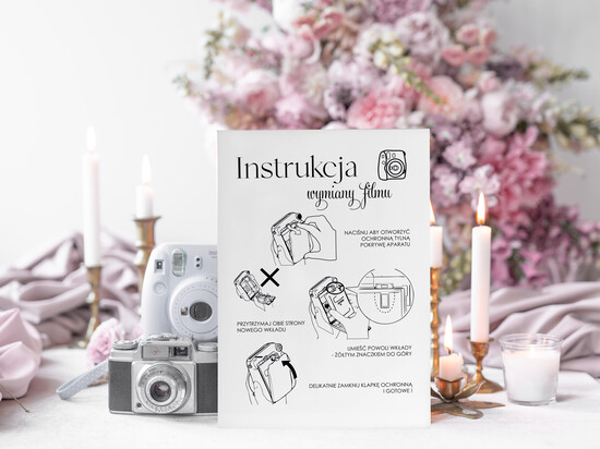 Księgi wpisów gości dodatki instrukcje Instrukcja do Księgi Gości Polaroid papierowa dodatki ślubne instrukcja do księgi weselnej polaroid 05/A4/instKWG