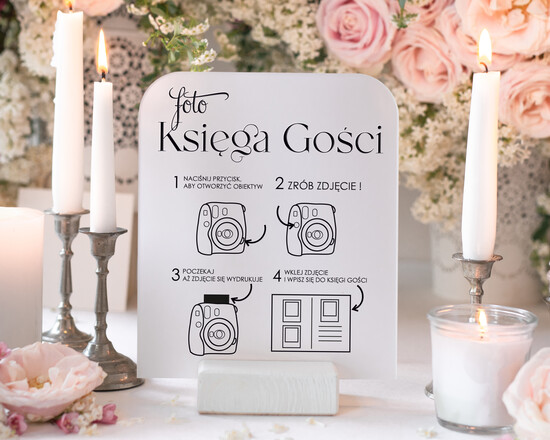Księgi wpisów gości dodatki instrukcje Instrukcja do Księgi Gości Polaroid papierowa dodatki ślubne instrukcja do księgi weselnej polaroid 02/Plx/instKWG