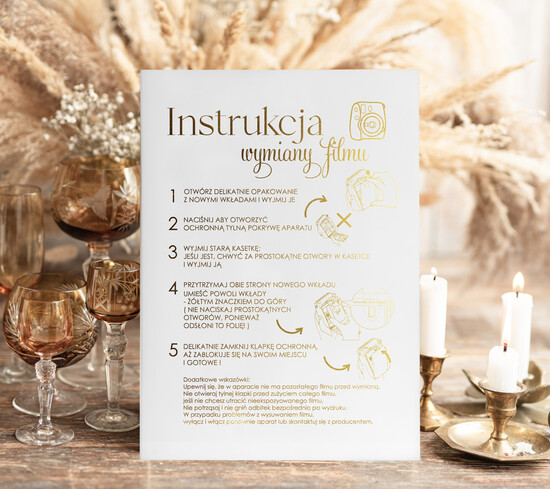 Księgi wpisów gości dodatki instrukcje Instrukcja do Księgi Gości Polaroid papierowa dodatki ślubne instrukcja do księgi weselnej polaroid 04/A4zl/instKWG