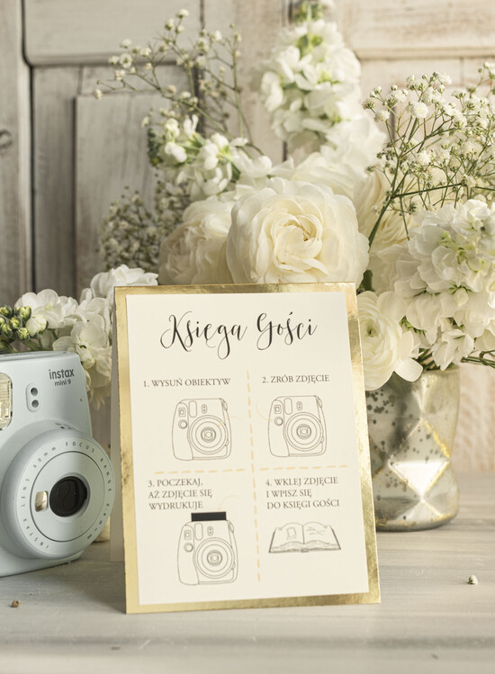 Księgi wpisów gości dodatki instrukcje Instrukcja do Księgi Gości Polaroid stojaca papierowa dodatki ślubne instrukcja do księgi weselnej p 01/stPap/kwg